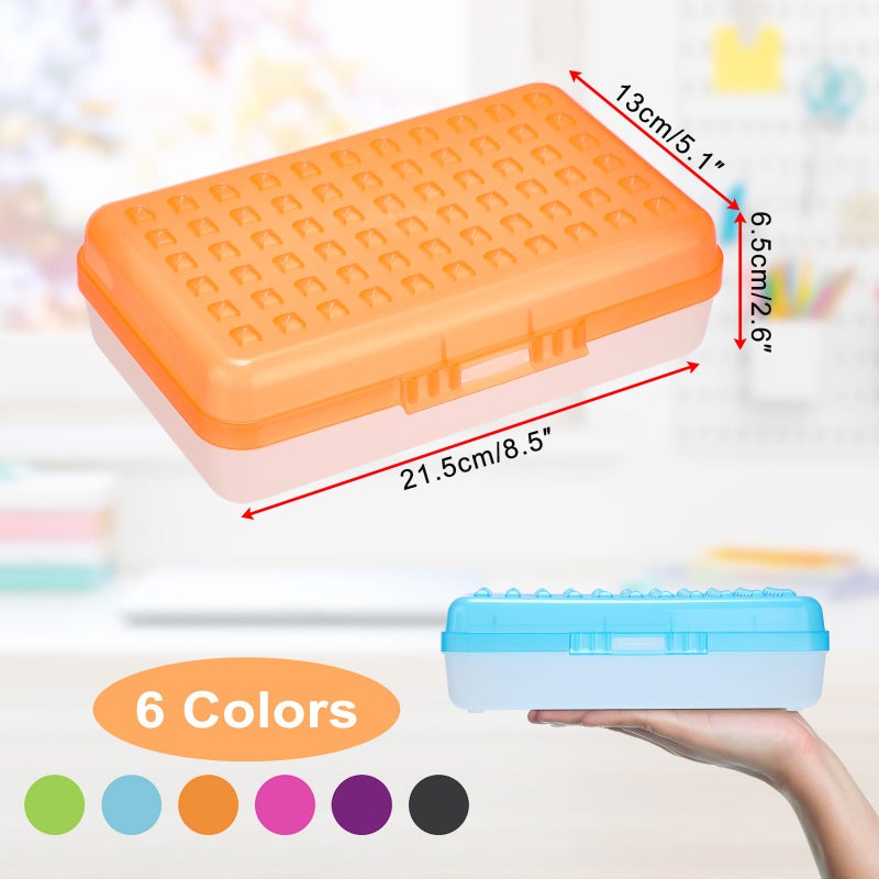 BTSKY 6 Pack Multipurpose Utility Box- Large Capacity Pencil Box with Lid Snap Closure Pencil Holder for Organize and Carry Pencils Watercolor Pens Stationery Office Supplies Organizer Colorful - Image 3